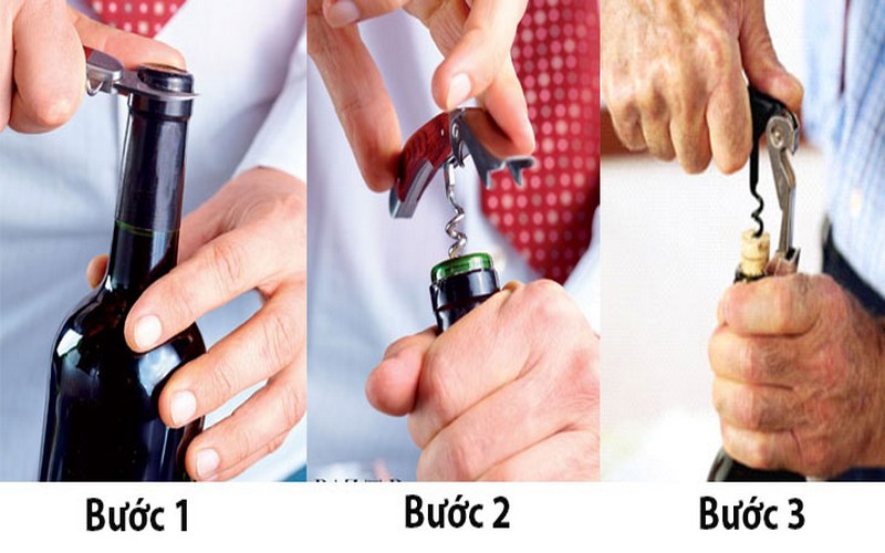 Các bước khui rượu